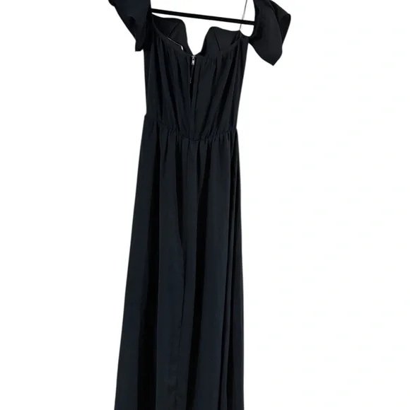 Francesca's Collections Black Off Shoulder Romper Sweetheart Neckline - Picture 3 of 9